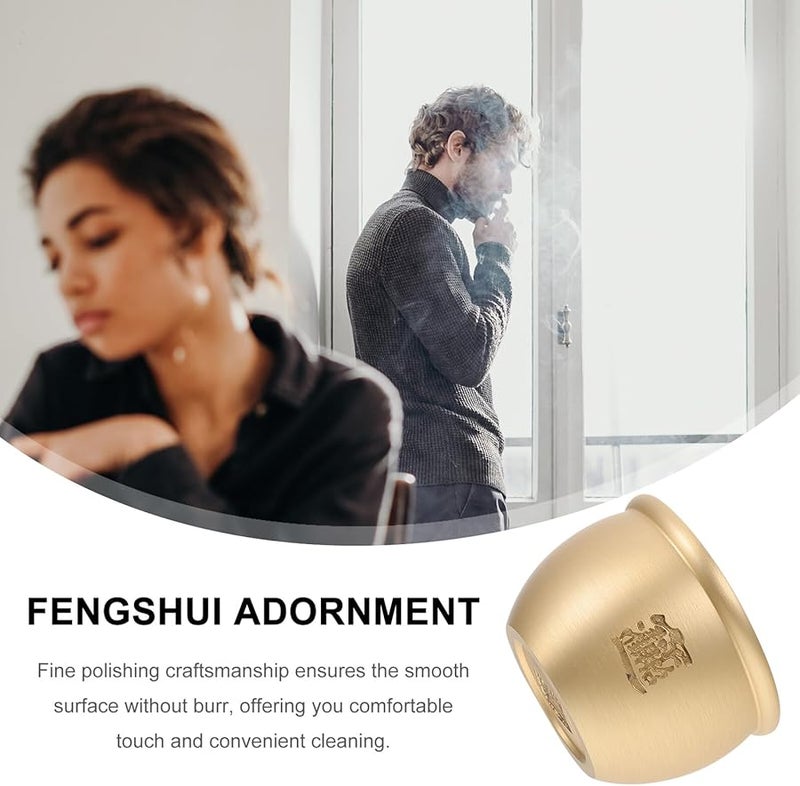 منفضة سجائر نحاسية مصقولة، زينة مكتبية وفقًا لفنغ شوي، حامل رماد منزلي مدمج، ديكور طاولة - Image 5